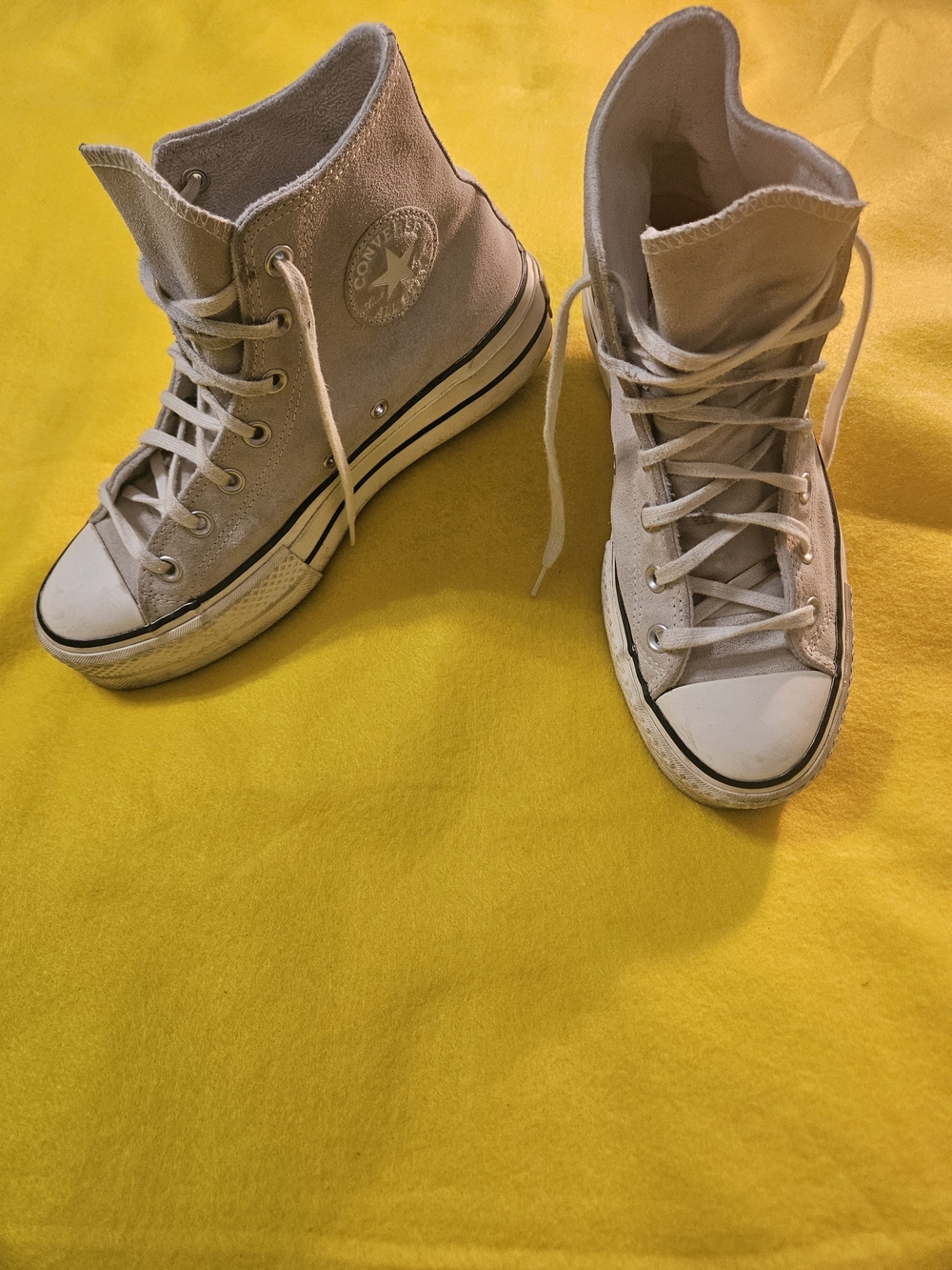 Converse Women's High-Top Suede Sneakers in Light Beige